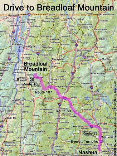 Breadloaf Mountain drive route