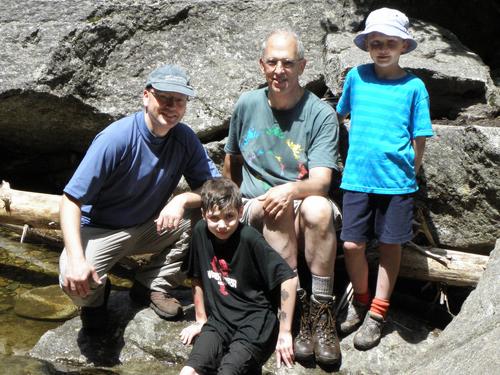 family photo at Bridal Veil Falls in New Hampshire