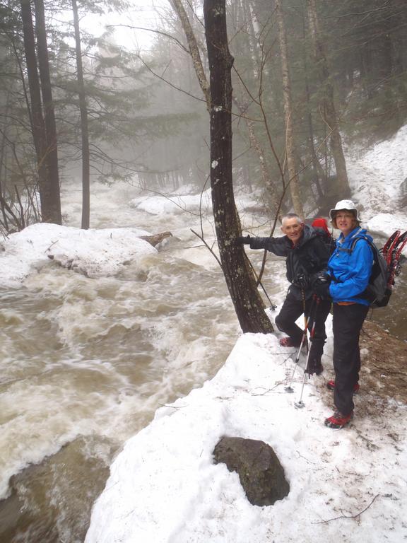 hikers on the way to Bridal Veil Falls in New Hampshire