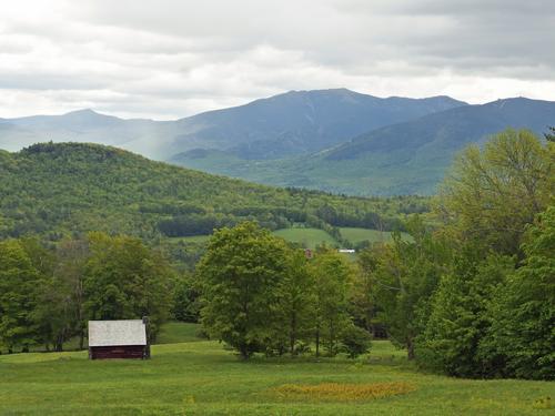 historic cabin and view from Bronson Hill in New Hampshire