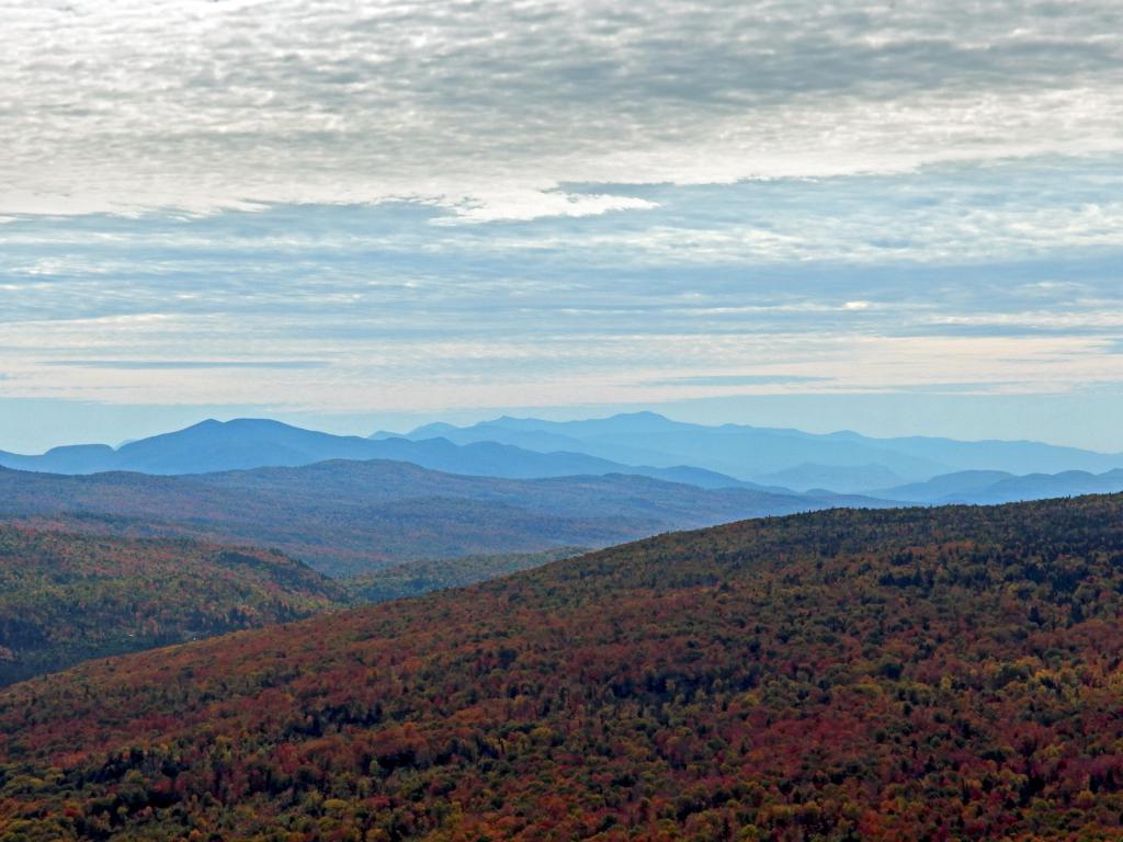 view south in September toward the Green Mountains from Brousseau Mountain in northeast Vermont