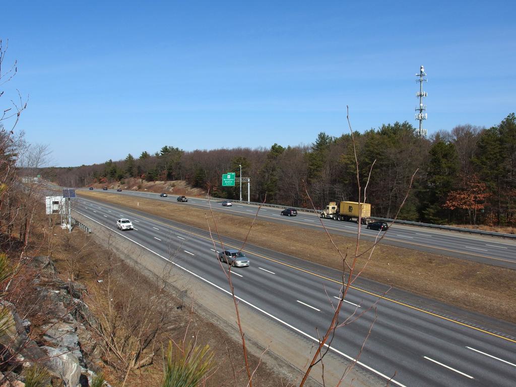 view of Route 3 from Burlington Landlocked Forest in eastern Massachusetts