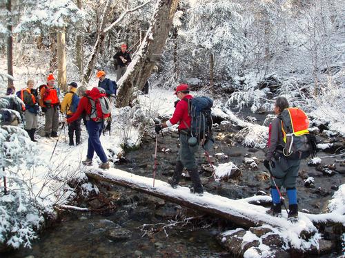 hikers on the trail to Mount Cabot in New Hampshire