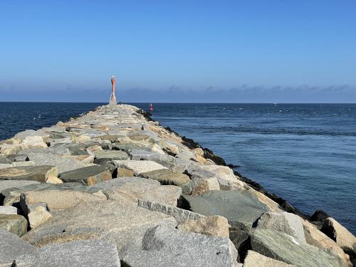 North Breakwater in October at the east end of the Cape Cod Canal Bikeway in eastern Massachusetts