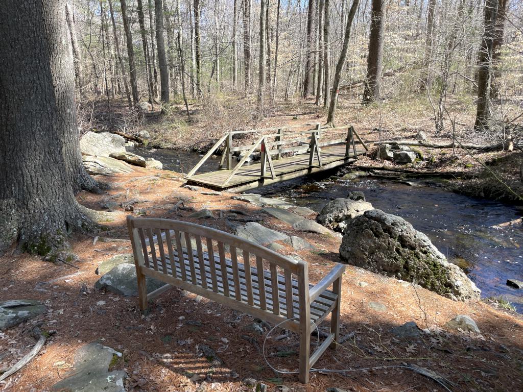 footbridge in March over Cole's Brook at Caratunk Wildlife Refuge in eastern Massachusetts