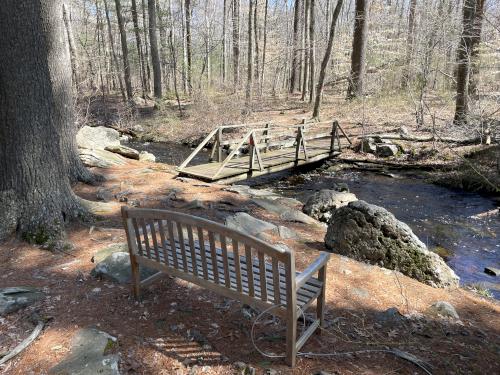 footbridge in March over Cole's Brook at Caratunk Wildlife Refuge in eastern Massachusetts