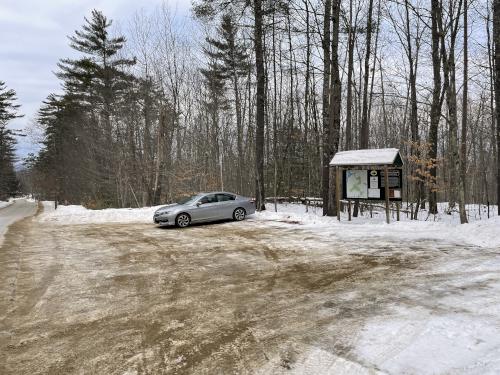 parking in January at Center Harbor Woods near Center Harbor in central New Hampshire