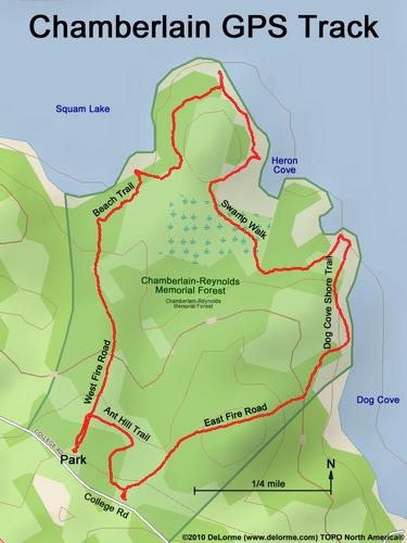 GPS track at Chamberlain-Reynolds Memorial Forest in New Hampshire