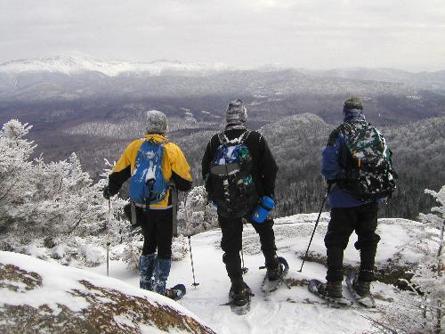 winter view of the Presidential Mountains from Owl's Head in New Hampshire