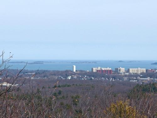 view east toward the Atlantic Ocean from Nahanton Hill in Blue Hills Reservation just south of Boston, Massachusetts