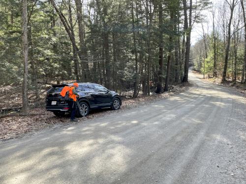 parking in December at Cobb Hill in New Hampshire