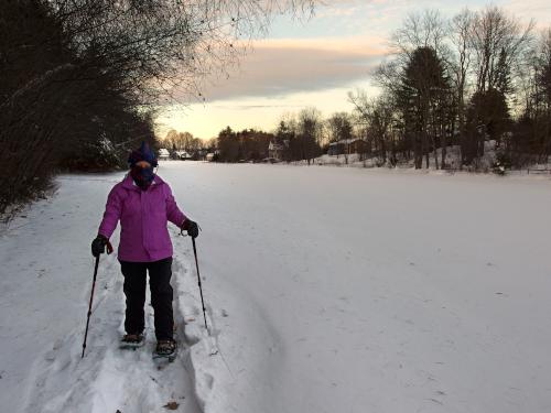 Andee on the Orange Trail in January at Contoocook River Park near Concord in southern New Hampshire