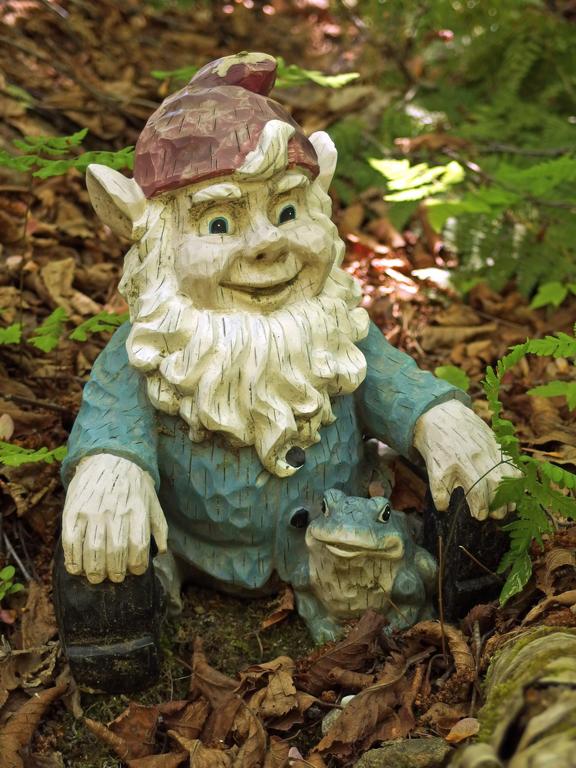 troll and frog carving at Cow Mountain in northern New Hampshire