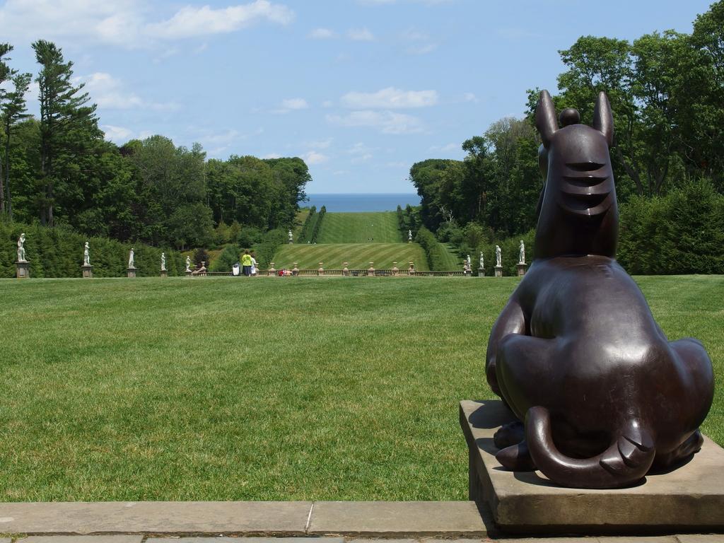 view from Crane Castle in Massachusetts down the Grand Allee to the Atlantic Ocean