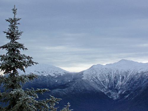 view in December from Mount Crescent of Mount Adams (right) in New Hampshire