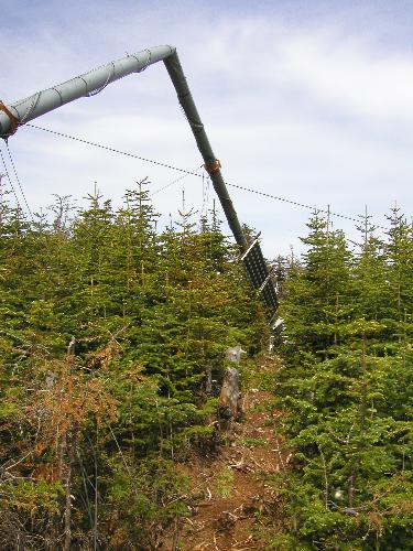 broken communications tower on Mount Redington in Maine