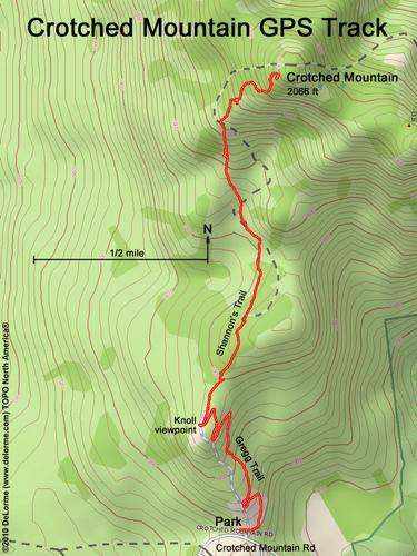 GPS track to Crotched Mountain in New Hampshire