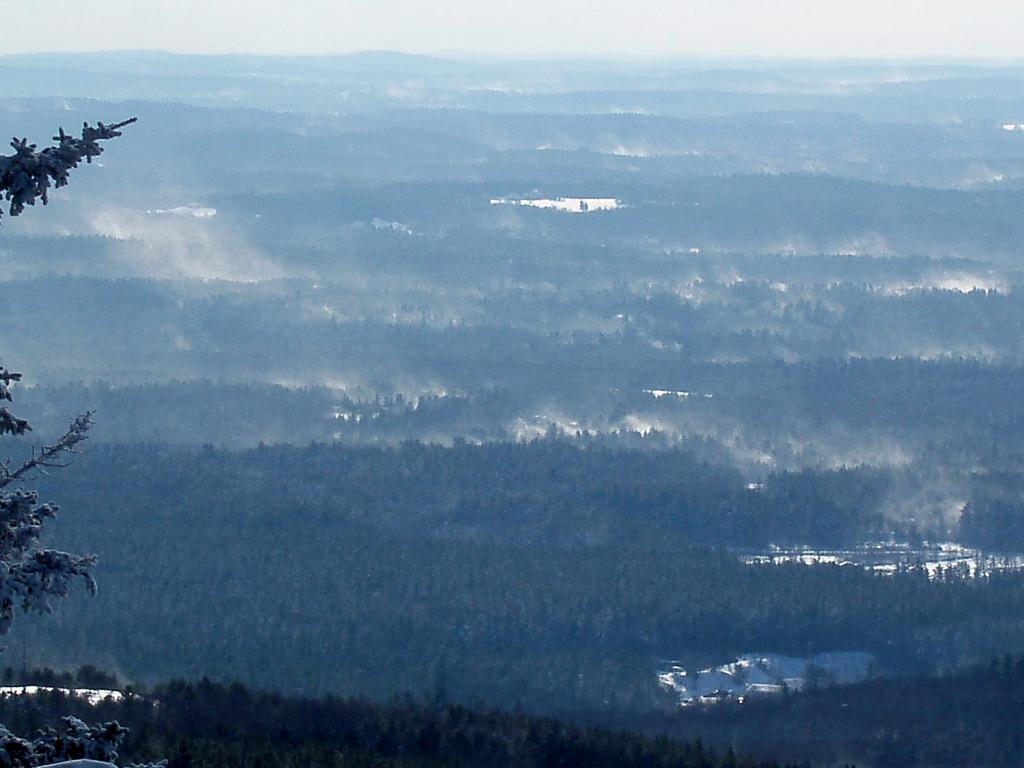 blowing snow in January as seen from Crotched Mountain in New Hampshire