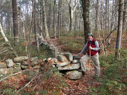 John at a stone wall bordering the Midstate Trail on the way to Crow Hills near Leominster, MA