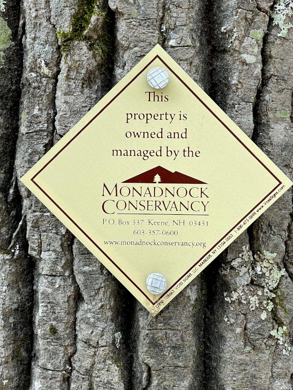 property sign in December at Cunningham Pond Trail in southern NH