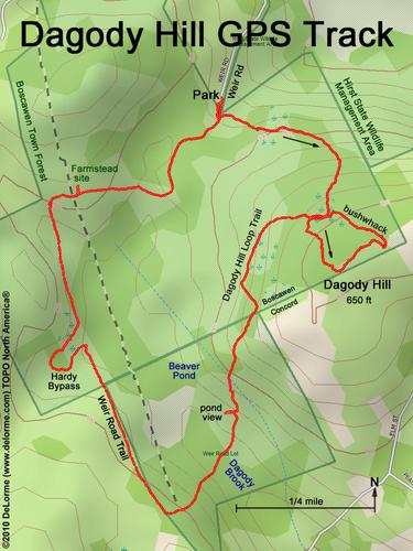 GPS track to Dagody Hill in southern New Hampshire