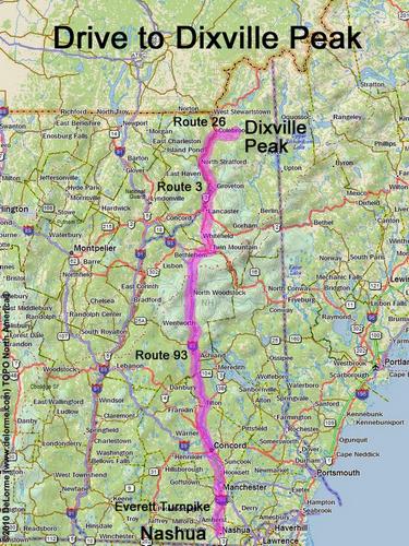 Dixville Peak drive route