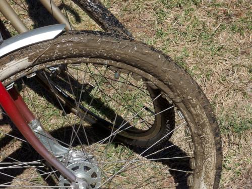 mud in April on the Dover Community Trail in southeast New Hampshire