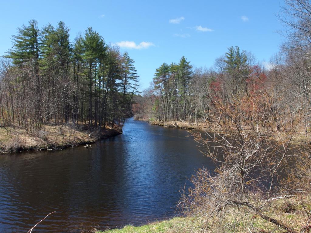 Cochecho River in April beside the Dover Community Trail in southeast New Hampshire