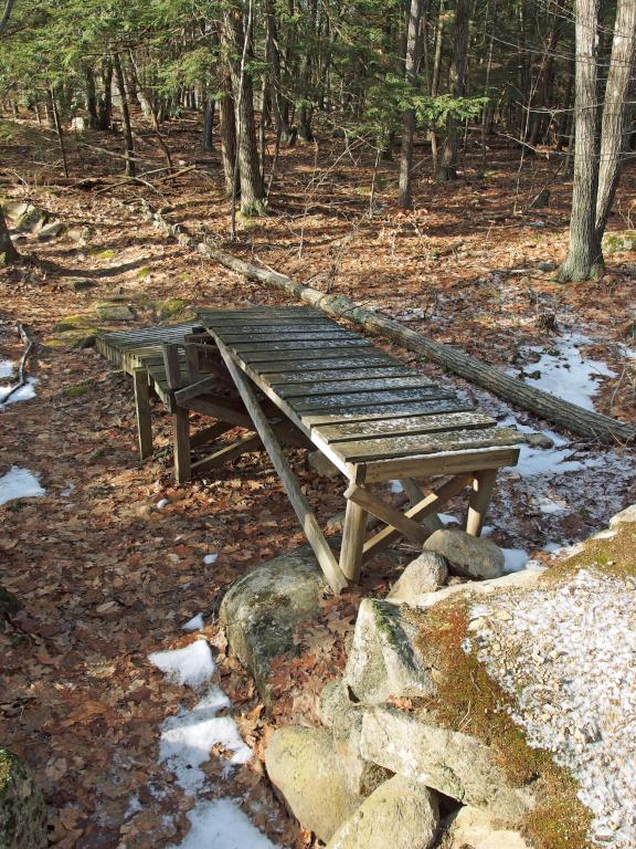 mountain-bike jump at Drummer Hill Conservation Area at Keene in southwest New Hampshire