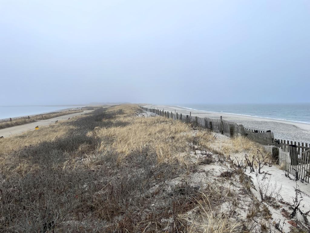 narrow peninsula in January at Duxbury Beach near Duxbury in eastern Massachusetts