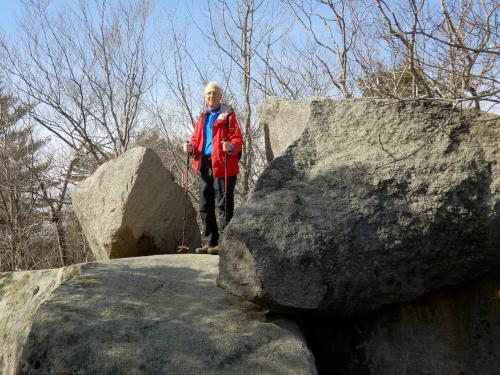 Fred on the summit of Mount Ann in February at Dykes Pond Loop in northeast MA