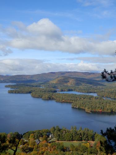 view west over Squam Lake from Eagle Cliff in New Hampshire