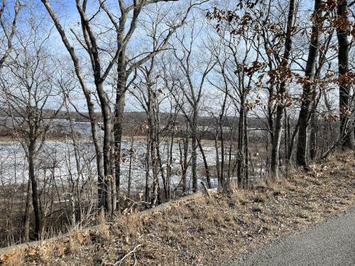 trail view in January at Great Esker Park near Weymouth in eastern Massachusetts