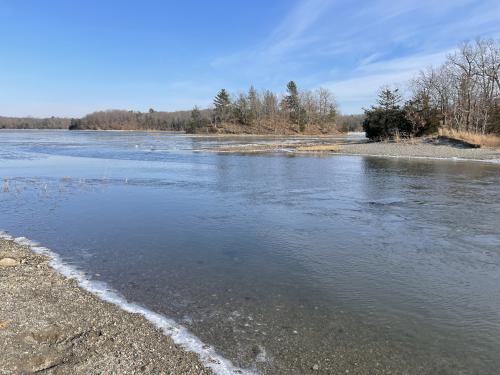 Reversing Falls at high tide in Great Esker Park near Weymouth in eastern Massachusetts