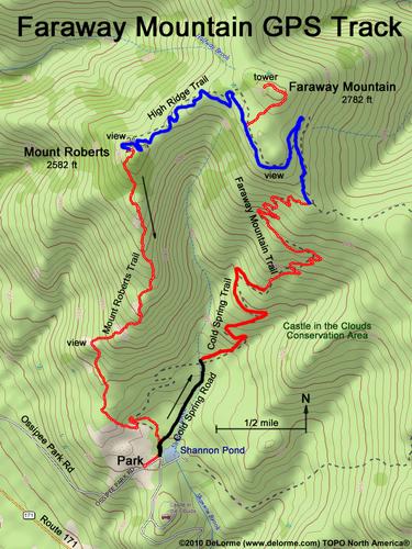 GPS track to Faraway Mountain in New Hampshire