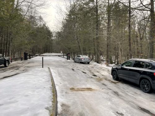 parking in February at Ferry Beach in New Hampshire