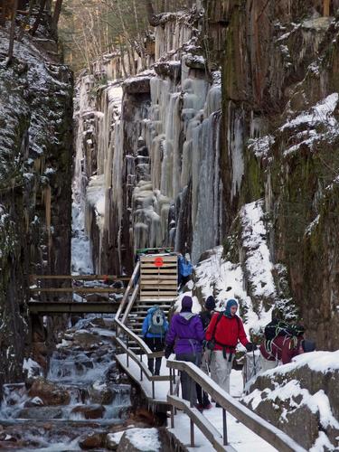 late-fall visitors at Flume Gorge in New Hampshire