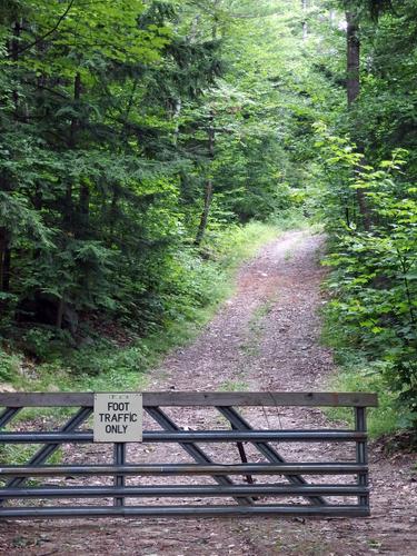 gate on the dirt road to Forbes Mountain near Newfound Lake in New Hampshire