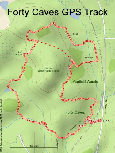 GPS track in November at Forty Caves in eastern Massachusetts