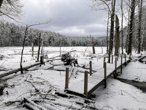 footbridge in January at Francis Cormier Trail in southern NH