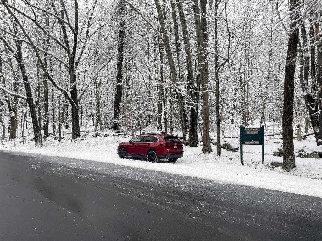 parking in January at Francis Cormier Trail in southern NH