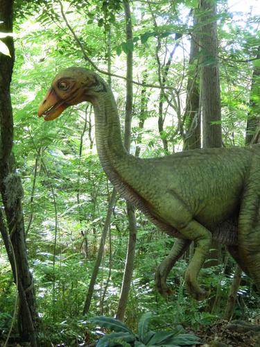 dinosaur in the temporary Zoorassic Park exhibit at Franklin Park Zoo in Massachusetts