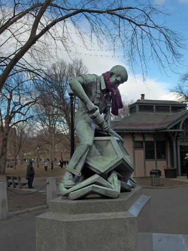 industry worker statue on Boston Common along the Freedom Trail in Boston, MA