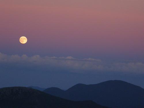 moonrise over Bondcliff and Mount Carrigain as seen from Garfield Ridge in the White Mountains of New Hampshire