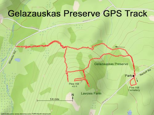 GPS track in November at Gelazauskas Preserve in southern NH