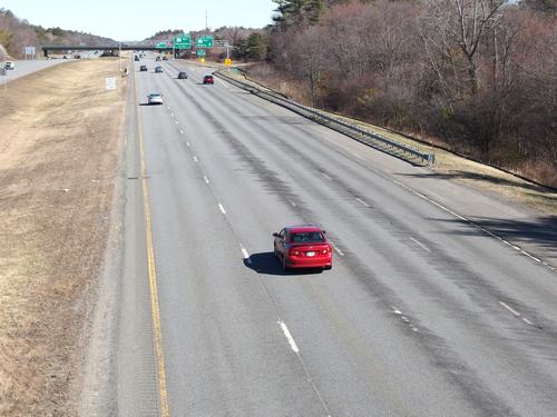 traffic below the footbridge over Route 95 at Georgetown-Rowley State Forest in northeastern Massachusetts