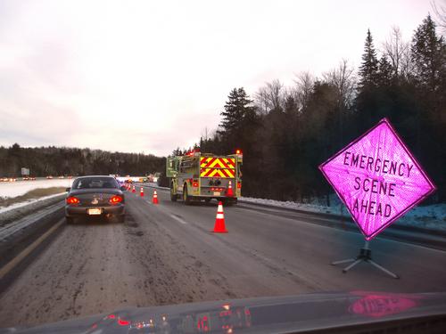 car accident scene on Route 89 in New Hampshire