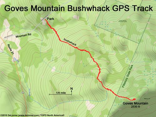 GPS track to Goves Mountain in New Hampshire