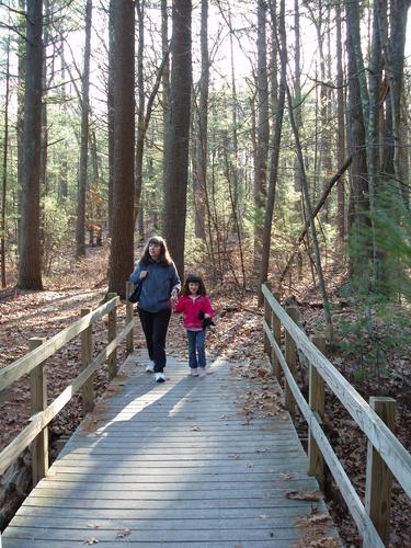 hikers at Grassy Pond Conservation Area in Massachusetts