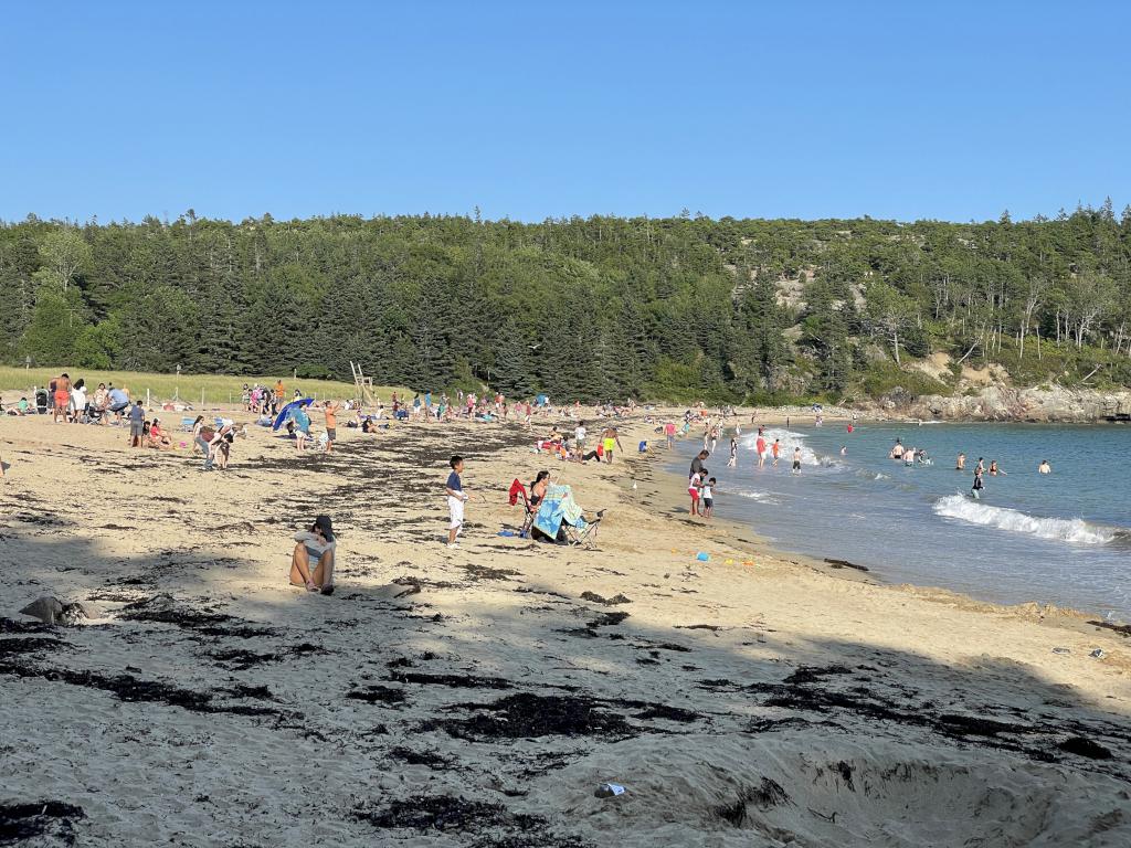 Sand Beach in August near Great Head at Acadia National Park in Maine